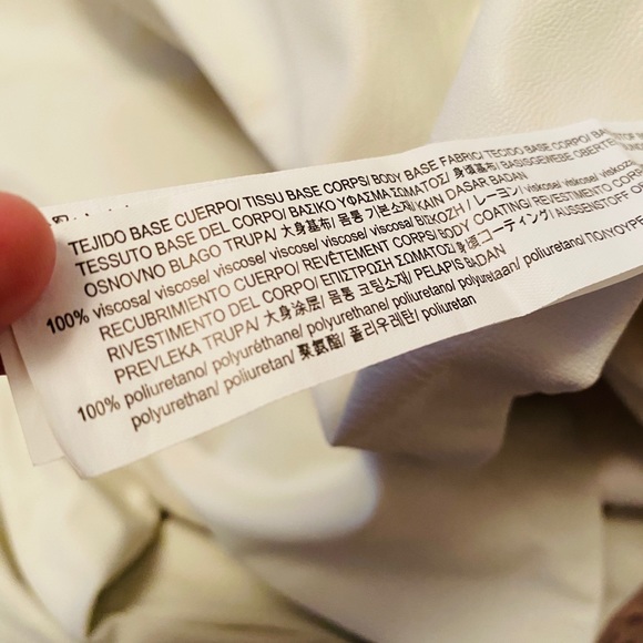 Zara Off White Leather Look Top Size Medium - Picture 10 of 11